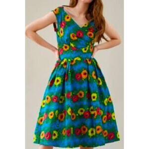 EMILY AND FIN 50's STYLE RETRO COTTON FLORAL DRESS S ETHICALLY MADE Y2K